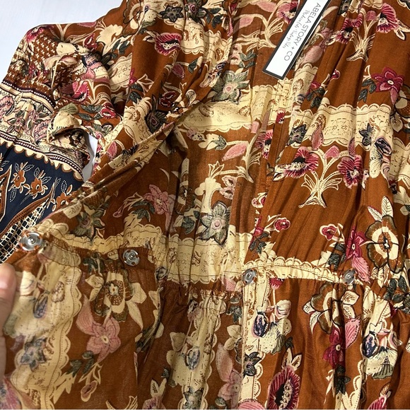 NWT Panache Brown Floral Kimono Long Wrap Dress Size M - Picture 15 of 16